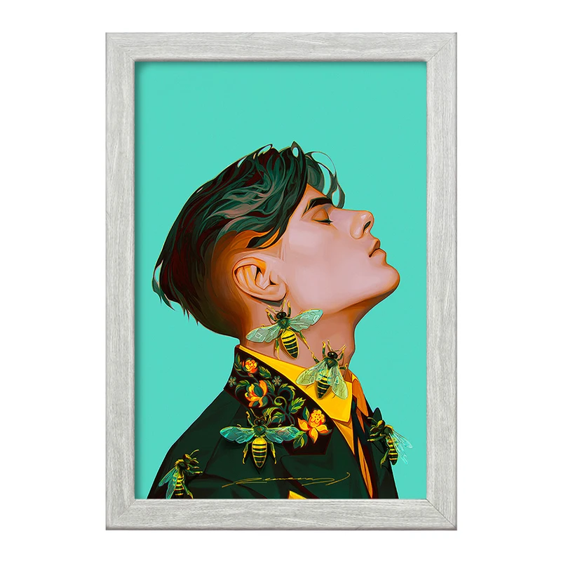 تابلو خندالو طرح پسر و زنبور کد F216