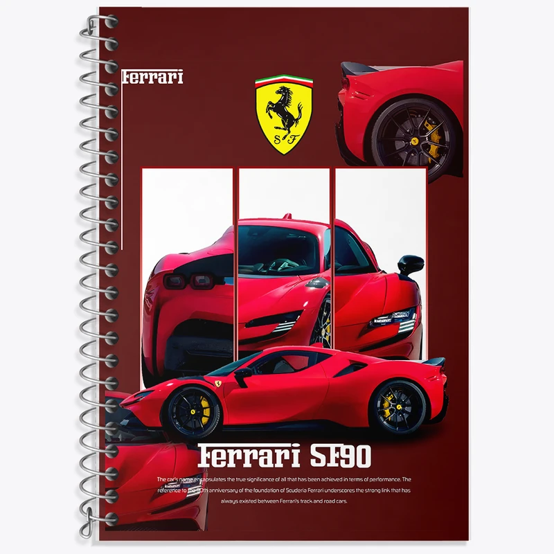دفتر زبان 50 برگ خندالو مدل دو خط طرح فراری (Ferrari) کد F13634