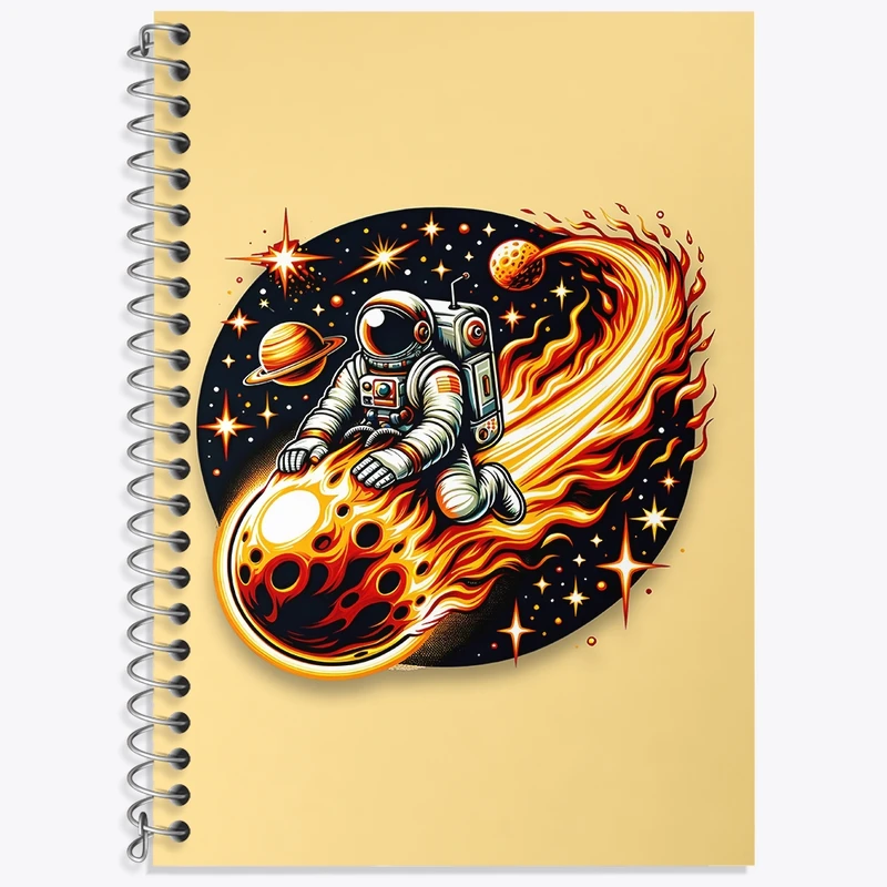 دفتر زبان 50 برگ خندالو مدل سه خط طرح فضانورد کد F4250