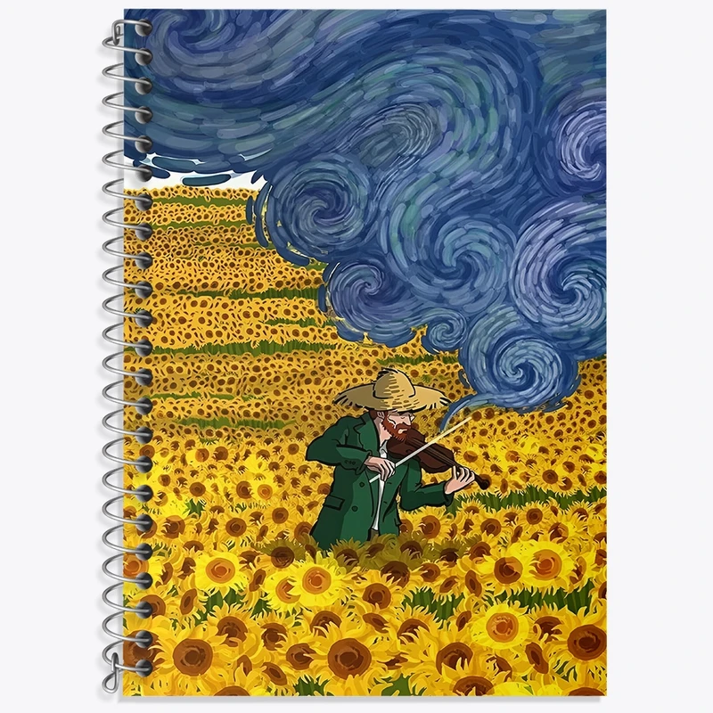 دفتر زبان 50 برگ خندالو مدل سه خط طرح ونسان ونگوگ کد F3931