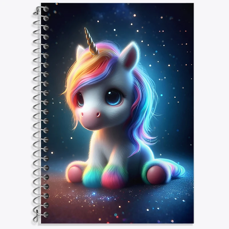 دفتر زبان 50 برگ خندالو مدل سه خط طرح اسب تک شاخ کد F9163