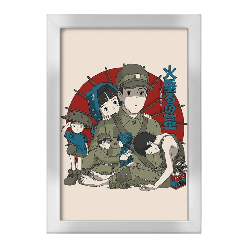 تابلو خندالو طرح انیمیشن گورستان کرم های شب تاب  کد 13708