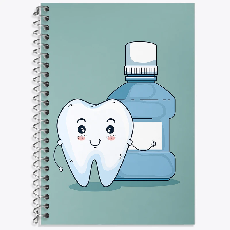 دفتر زبان 50 برگ خندالو مدل دو خط طرح دندان و دندان پزشکی کودکانه کد F9818