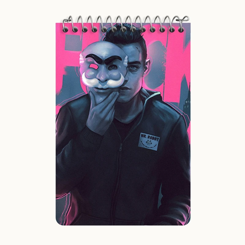 دفتر یادداشت 50 برگ خندالو طرح مستر ربات (Mr. Robot) کد F13684