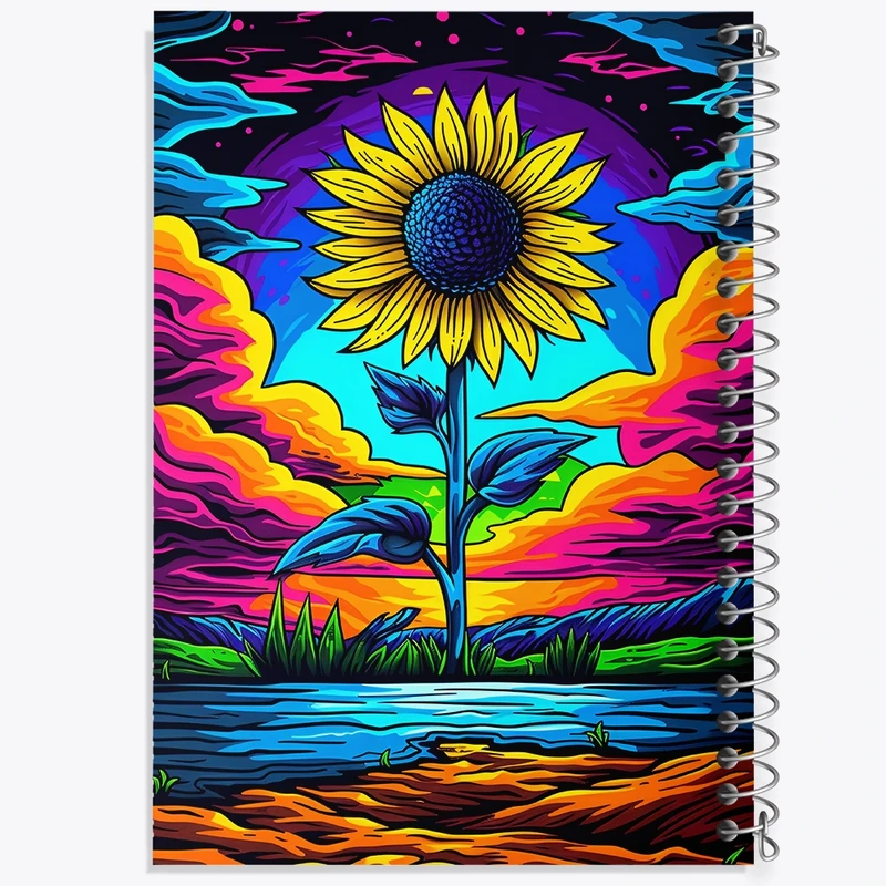 دفتر ژورنال نویسی 50 برگ خندالو مدل نقطه ای طرح گل آفتابگردان کد F4248