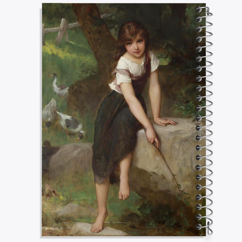 دفتر نقاشی 50 برگ خندالو طرح نقاشی دختر و غاز اثر امیل مونیر کد F12344
