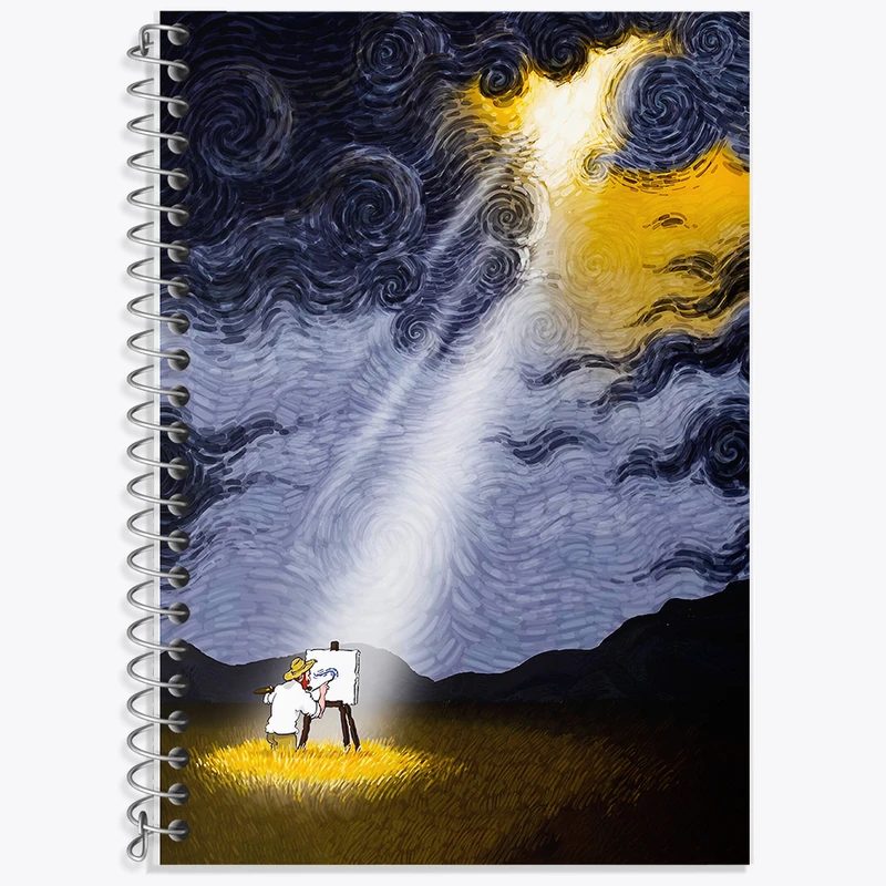 دفتر زبان دوخط 50 برگ خندالو طرح ونسان ونگوگ کد F8802