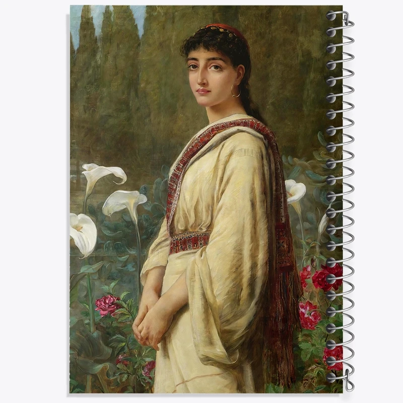 دفتر ژورنال نویسی 50 برگ خندالو مدل نقطه ای طرح نقاشی یک زنبق شرقی  اثر ادوین لانگ کد F12436