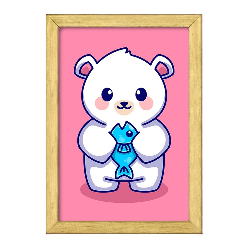 تابلو خندالو طرح حیوانات بامزه خرس قطبی کد 25410