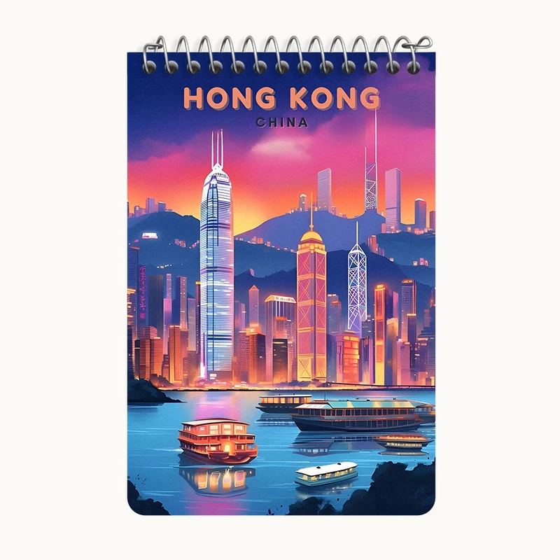 دفتر یادداشت 50 برگ خندالو طرح هنگ کنگ (Hong Kong) کد F6306