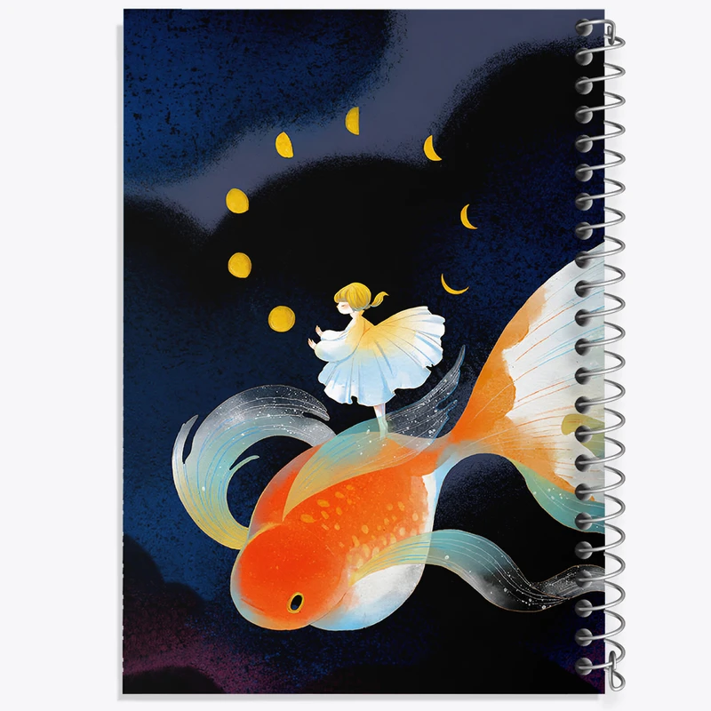 دفتر مشق 100 برگ خندالو طرح دختر و ماهی کد F9339