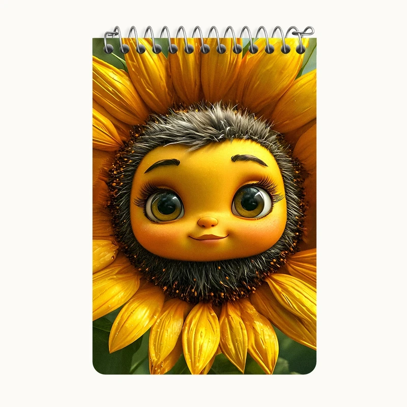 دفتر یادداشت 50 برگ خندالو طرح گل آفتابگردان کیوت کد F8130