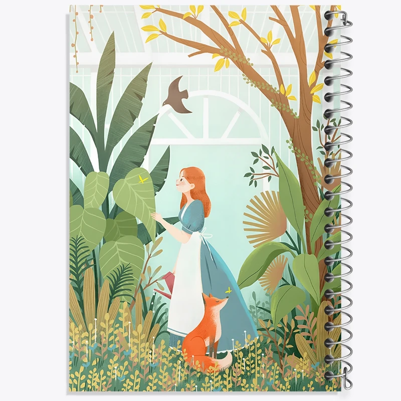 دفتر ژورنال نویسی 50 برگ خندالو مدل نقطه ای طرح دختر و روباه کد F11096