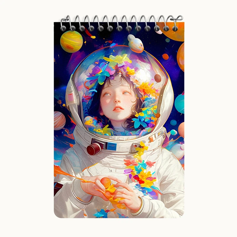 دفتر یادداشت 50 برگ خندالو طرح دختر فضانورد کد F9235