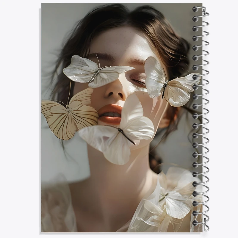 دفتر مشق 50 برگ خندالو طرح دختر و پروانه سفید کد F10705