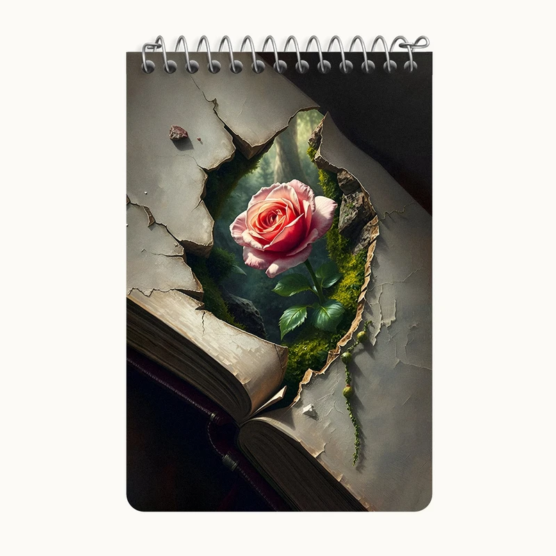 دفتر یادداشت 50 برگ خندالو طرح گل و کتاب کد F5508