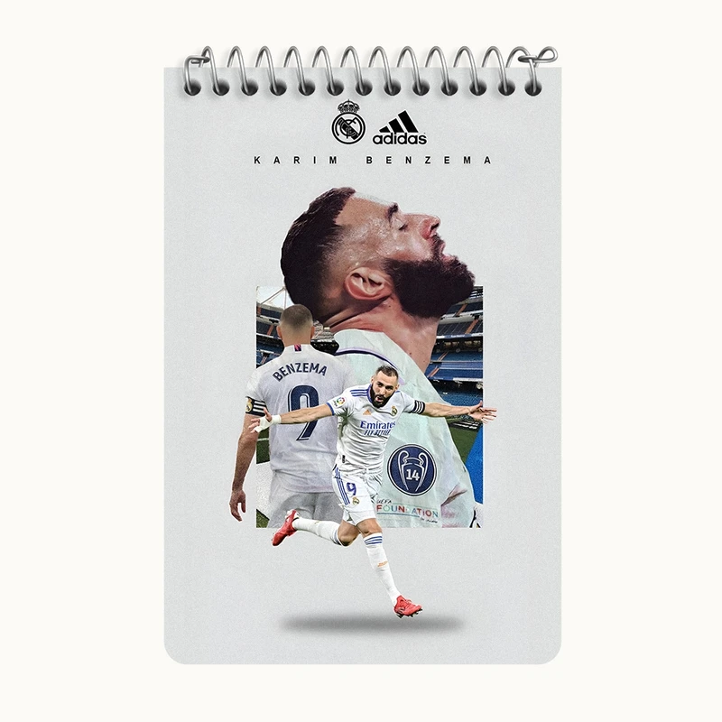 دفتر یادداشت 50 برگ خندالو طرح کریم بنزما (Karim Benzema) کد F13480