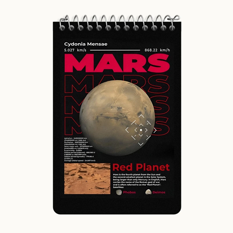 دفتر یادداشت 50 برگ خندالو طرح مریخ (Mars) کد F10664