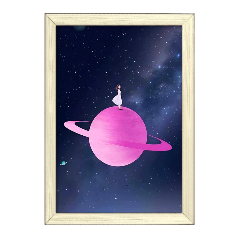 تابلو خندالو طرح دختر و کهکشان کد F3594