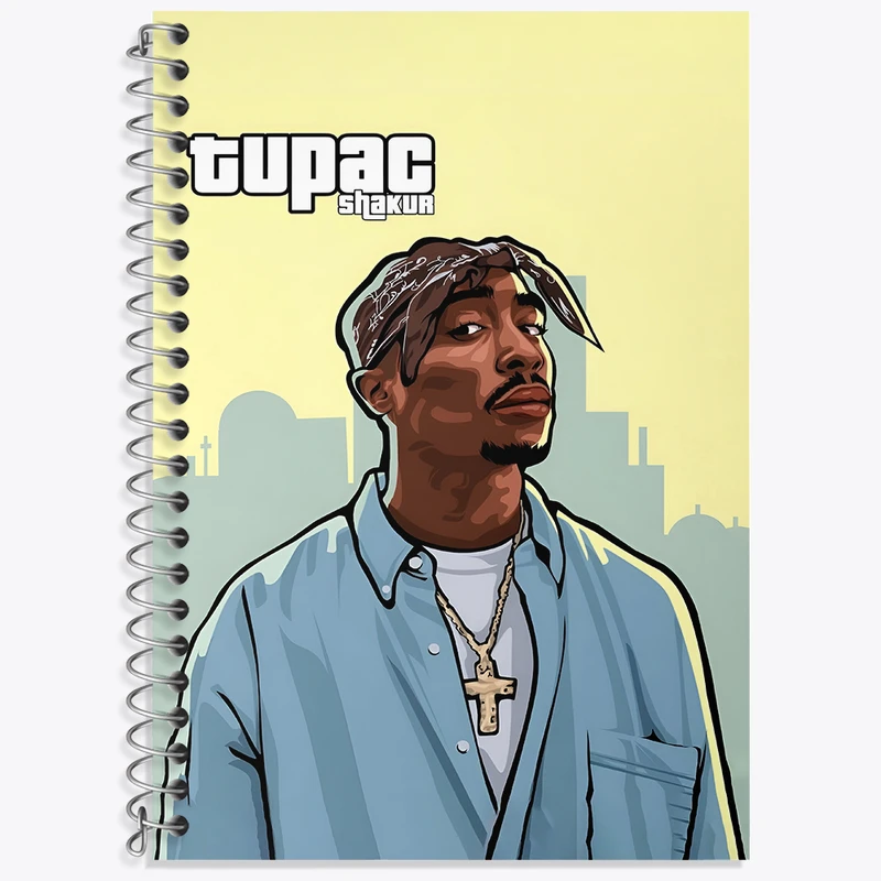 دفتر زبان دوخط 50 برگ خندالو طرح توپاک (Tupac) کد F4639