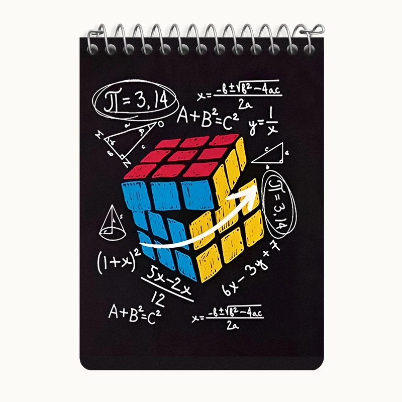 دفتر یادداشت 50 برگ خندالو طرح مکعب روبیک و ریاضی کد N6958