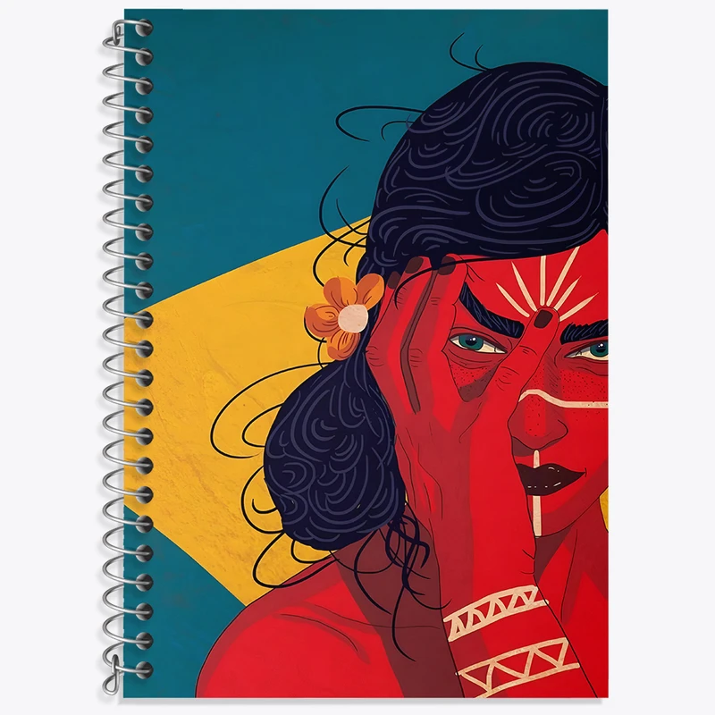 دفتر زبان دوخط 50 برگ خندالو طرح دختر سرخپوستی کد F4770