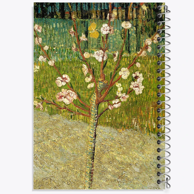 دفتر نقاشی 50 برگ خندالو طرح نقاشی درخت بادام در حال شکوفه اثر ونسان ونگوگ کد F12421