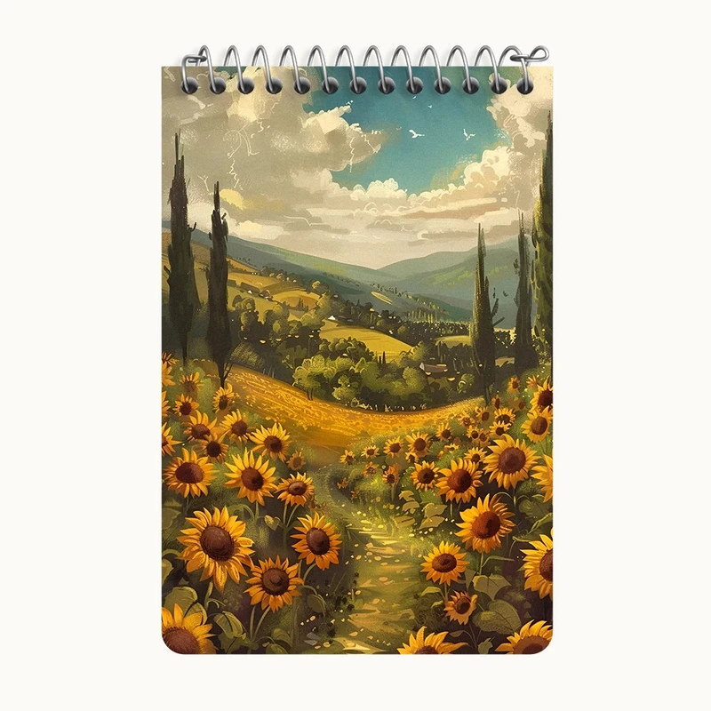 دفتر یادداشت 50 برگ خندالو طرح منظره آفتابگردان کد F5255