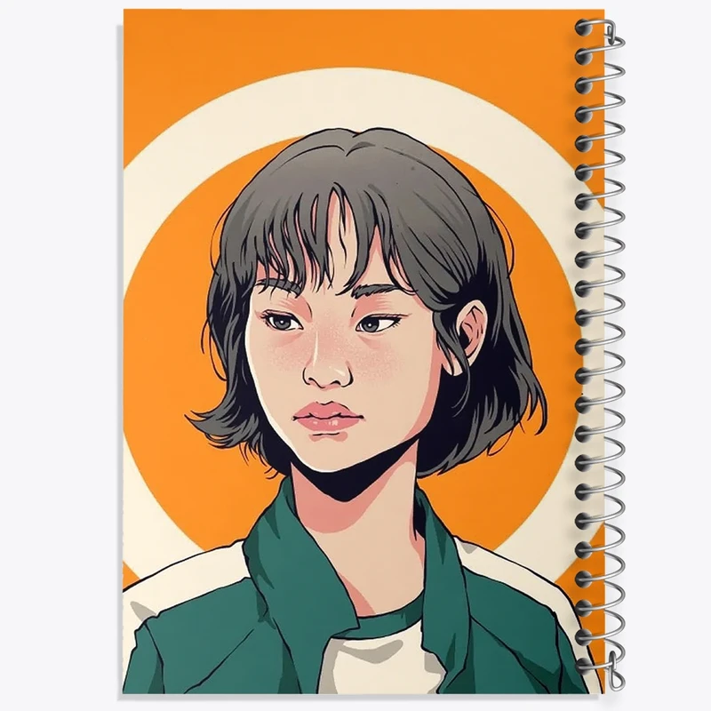 دفتر طراحی 50 برگ خندالو طرح کانگ سه بیوک بازی مرکب Squid Game  کد 10798