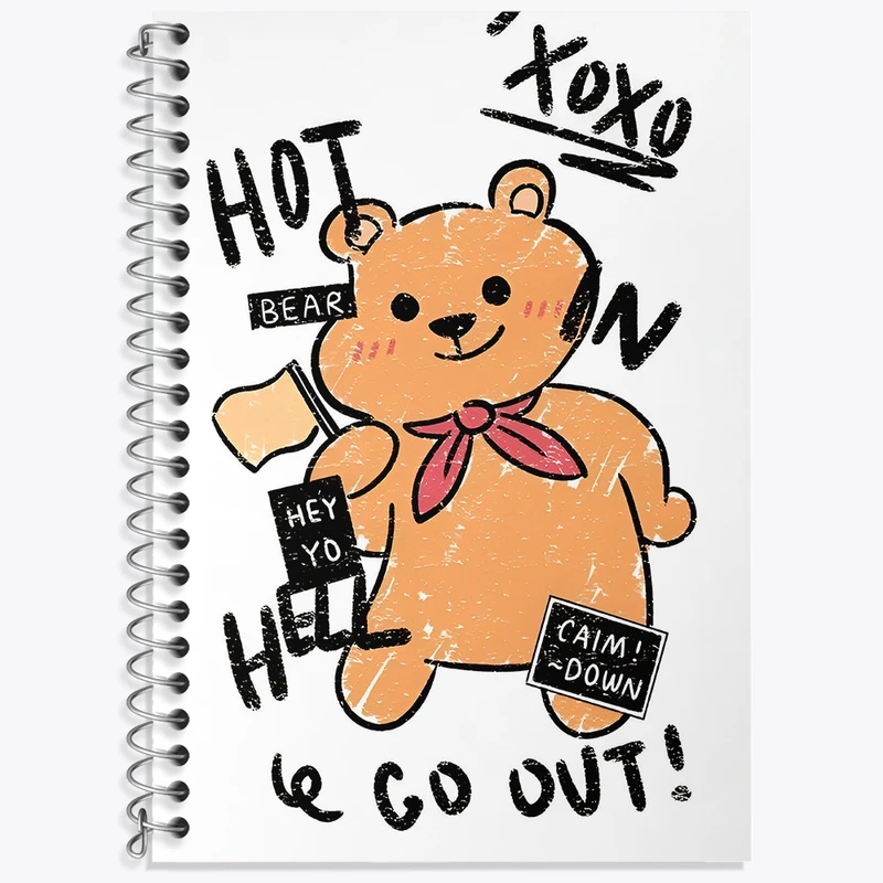 دفتر زبان 50 برگ خندالو مدل دو خط طرح خرس تدی کد N8505