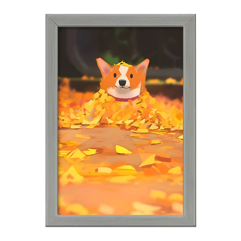 تابلو خندالو طرح سگ و پاییز کد F10617