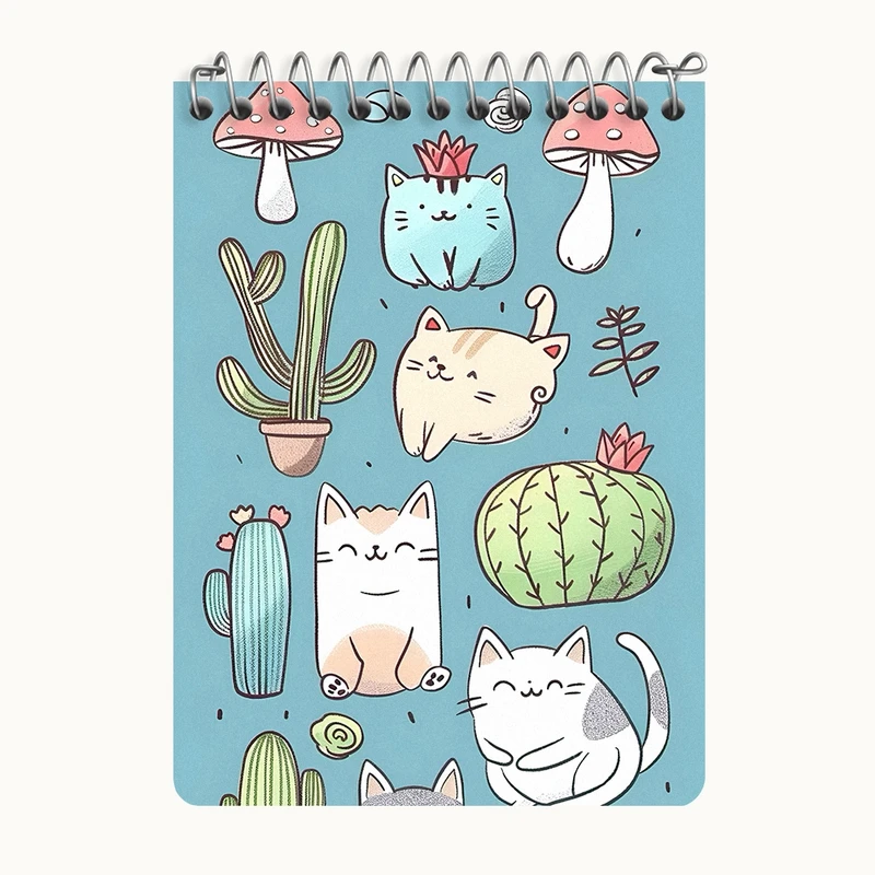 دفتر یادداشت 50 برگ خندالو طرح گربه و کاکتوس کد N6929