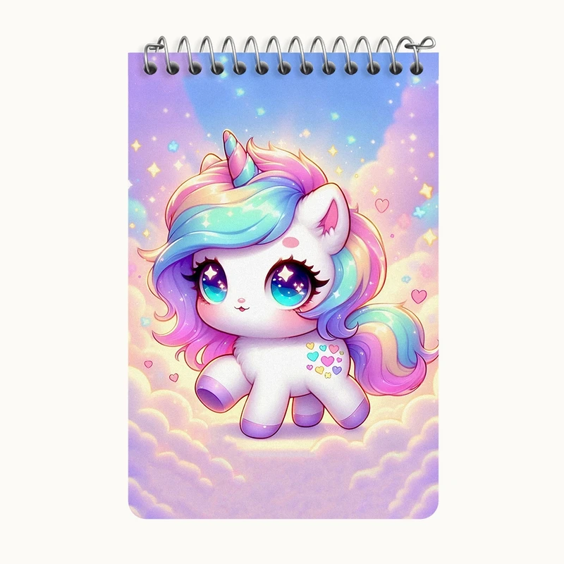 دفتر یادداشت 50 برگ خندالو طرح اسب تک شاخ کیوت کد F5353