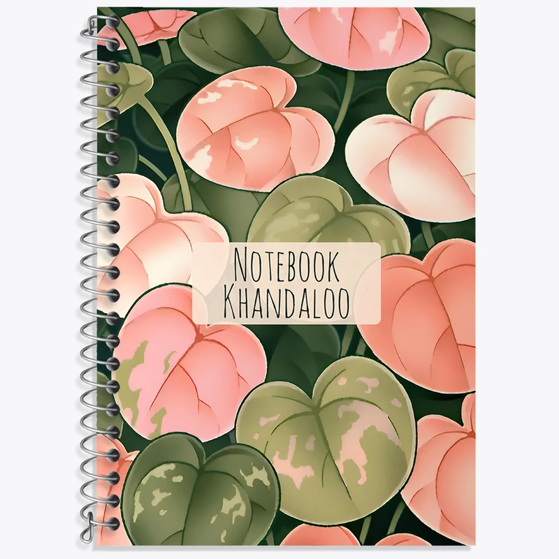 دفتر زبان دوخط 50 برگ خندالو طرح برگ و گیاه کد N7183