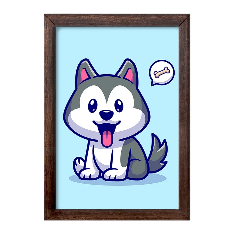 تابلو خندالو طرح حیوانات بامزه سگ هاسکی کد 25421