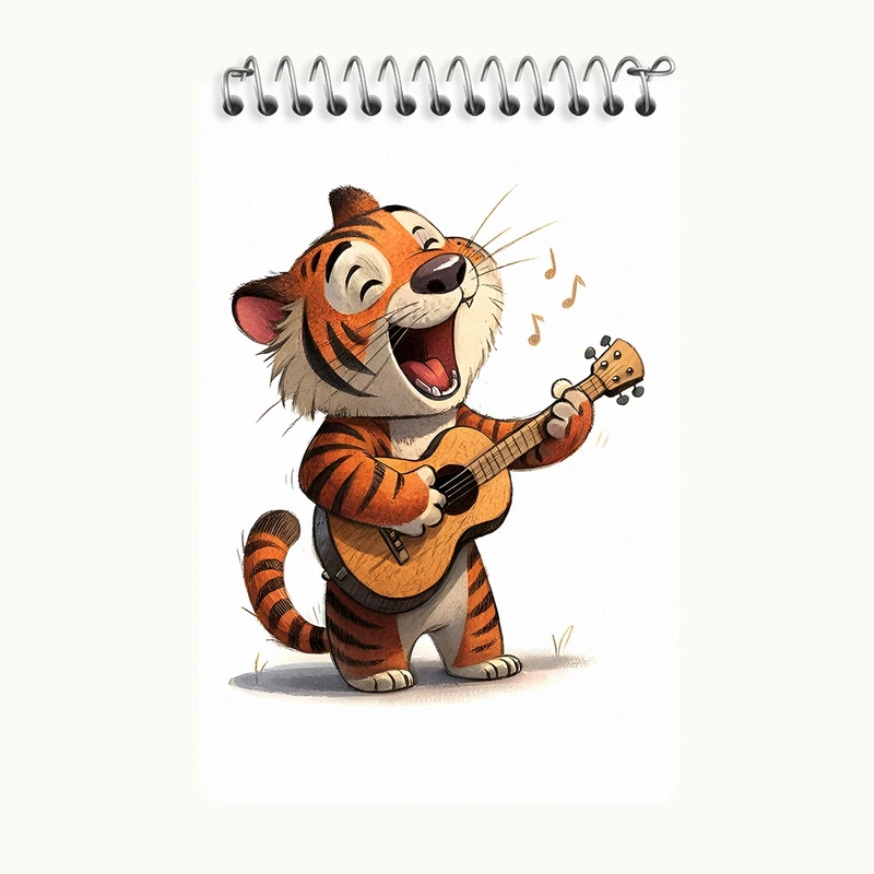 دفتر یادداشت 50 برگ خندالو طرح ببر گیتاریست کد F8035