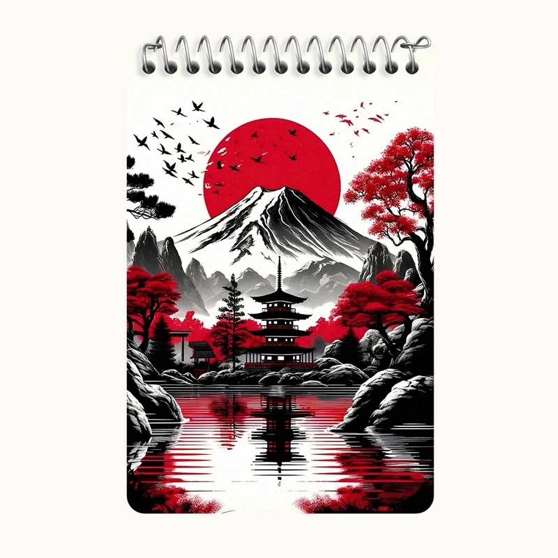 دفتر یادداشت 50 برگ خندالو طرح منظره ژاپن کد F10440