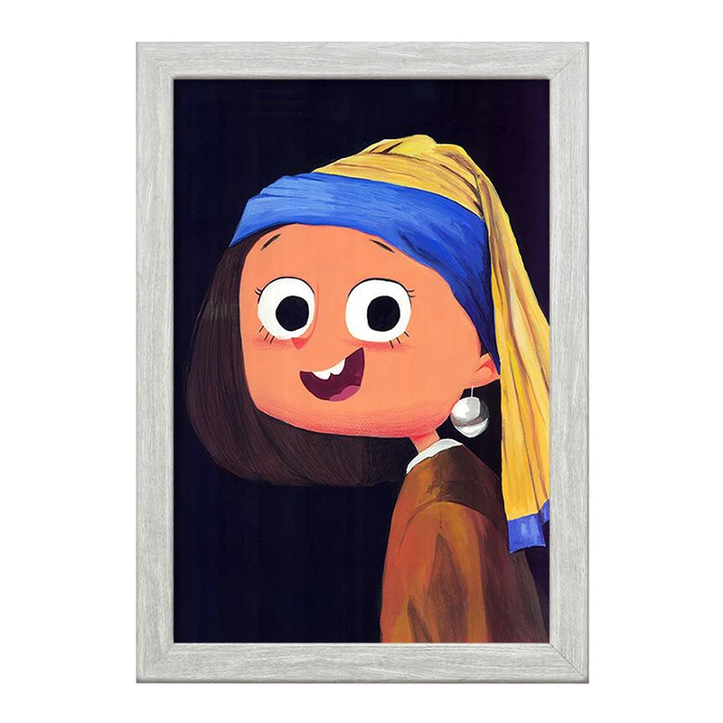 تابلو خندالو طرح دختری با گوشواره مروارید کد F1654