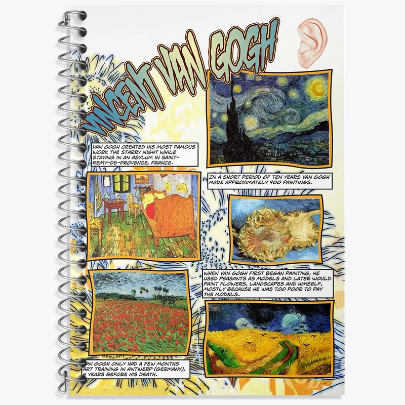 دفتر زبان 50 برگ خندالو طرح نقاشی های ونسان ونگوگ (Van Gogh) کد N9371