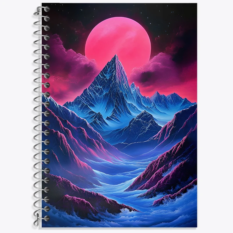 دفتر زبان 50 برگ خندالو مدل دو خط طرح کوه و ماه کد F12103