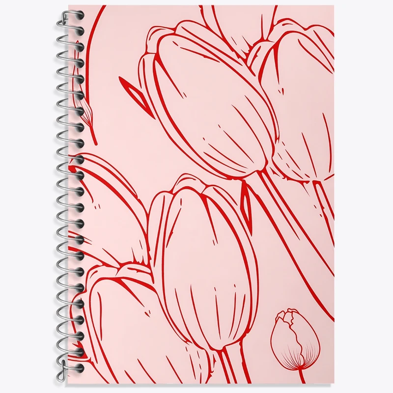 دفتر زبان 50 برگ خندالو مدل سه خط طرح گل لاله کد N6049