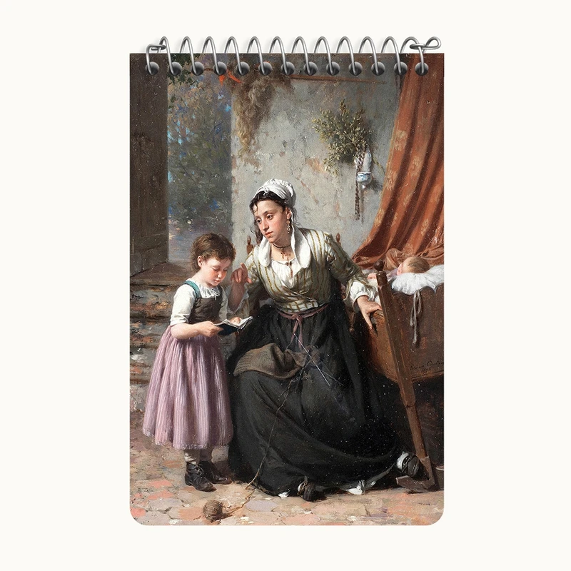 دفتر یادداشت 50 برگ خندالو طرح نقاشی درس خواندن اثر پیر ژان ادموند کستان کد F12366