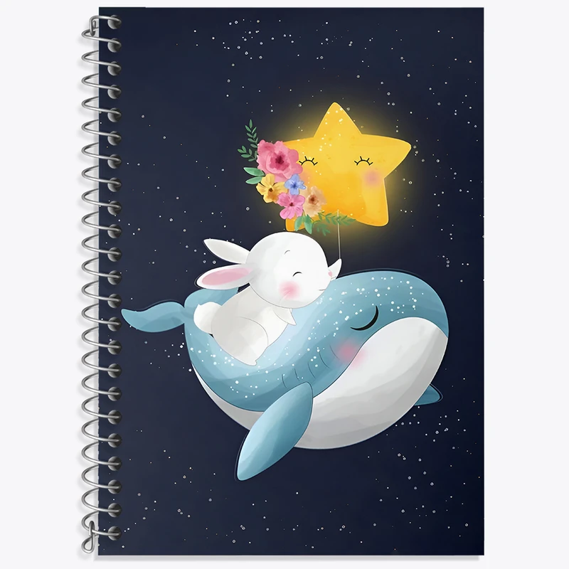 دفتر زبان 50 برگ خندالو مدل دو خط طرح وال و خرگوش کیوت کد F4924