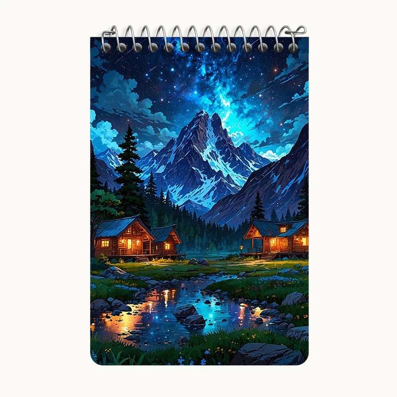 دفتر یادداشت 50 برگ خندالو طرح منظره شب کد F3131