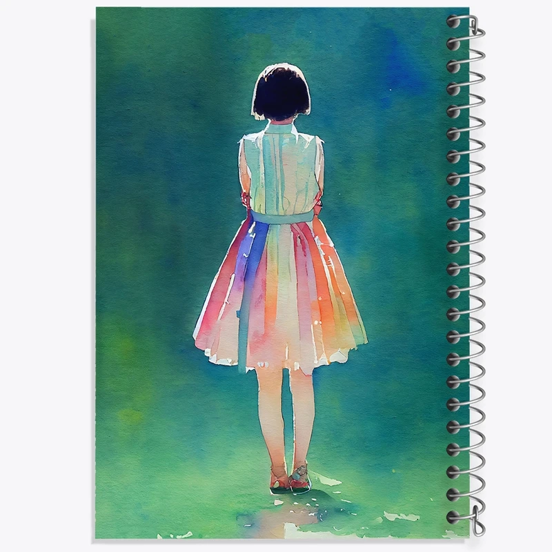 دفتر ژورنال نویسی 50 برگ خندالو مدل نقطه ای طرح دختر آبرنگی کد N7994