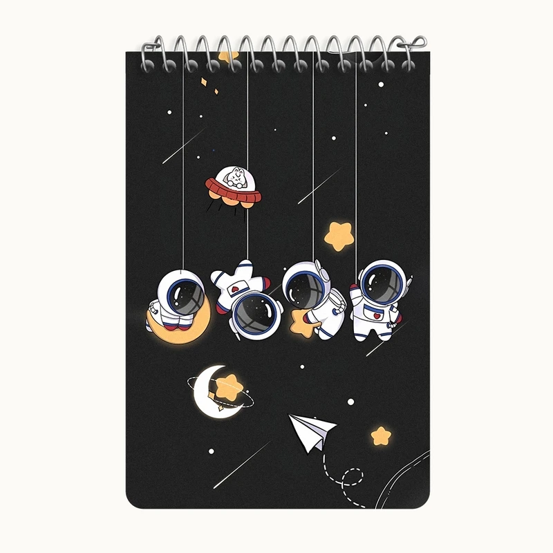 دفتر یادداشت 50 برگ خندالو طرح فضانورد های بامزه کد F6422