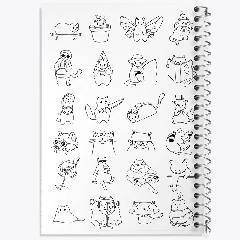 دفتر طراحی 50 برگ خندالو طرح پترن گربه ای کد N3213