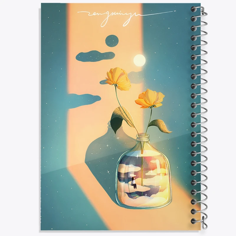 دفتر طراحی 50 برگ خندالو طرح گلدان گل کد F11043