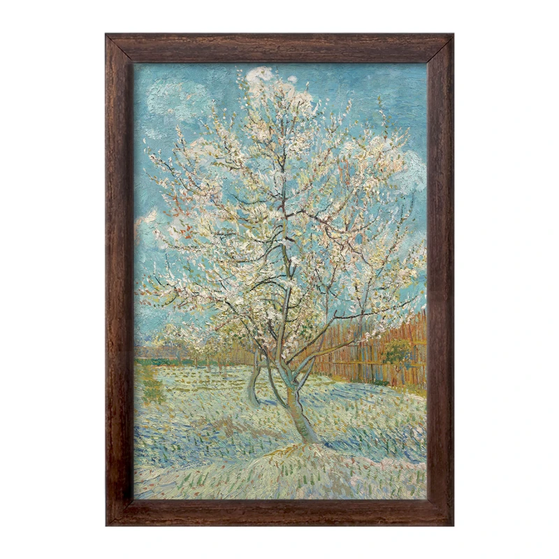 تابلو خندالو طرح درخت هلو صورتی ونسان ونگوگ (Van Gogh) کد 36806