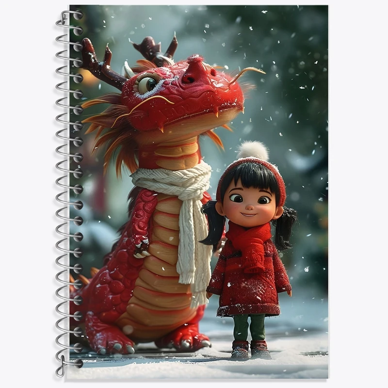 دفتر لغت 50 برگ خندالو طرح دختر و اژدها کد F8711